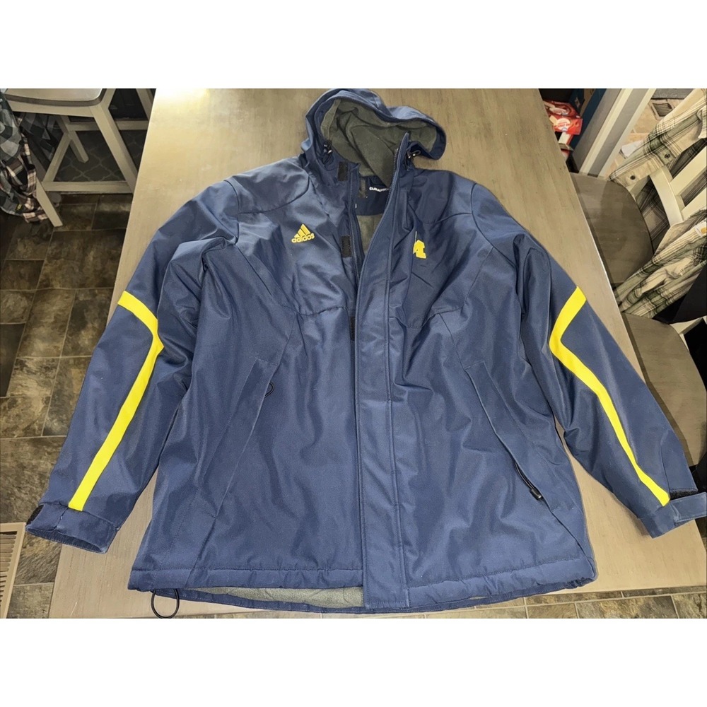 ADIDAS MICHIGAN WOOLVERINES FOOTBALL CLIMA PROOF  ZIP WINTER JACKET BLUE READ